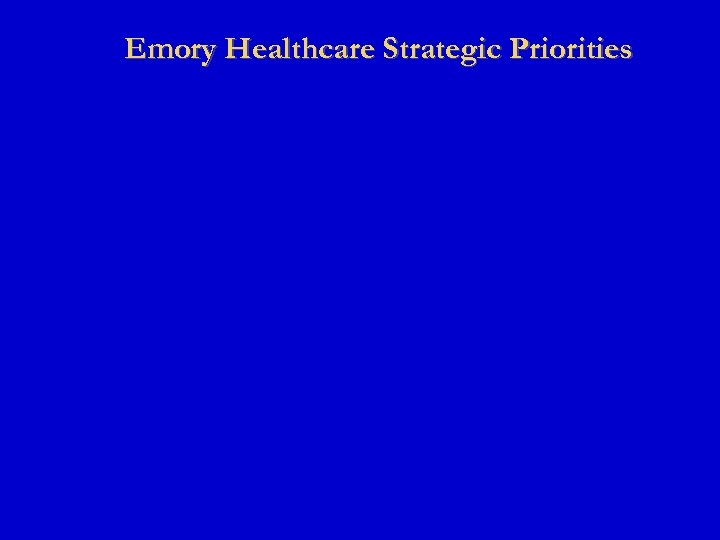 Emory Healthcare Strategic Priorities 