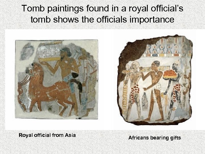 Tomb paintings found in a royal official’s tomb shows the officials importance Royal official