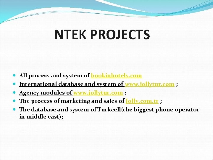 NTEK PROJECTS All process and system of bookinhotels. com International database and system of