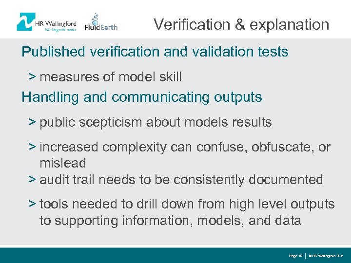 Verification & explanation Published verification and validation tests > measures of model skill Handling