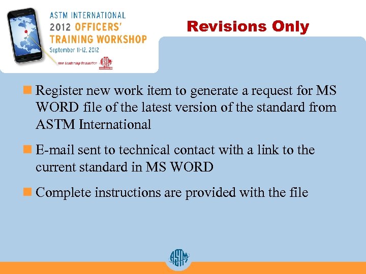 Revisions Only n Register new work item to generate a request for MS WORD