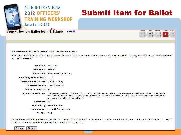 Submit Item for Ballot 