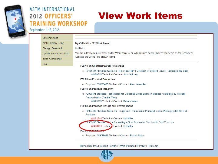 View Work Items My ASTM Work Item 