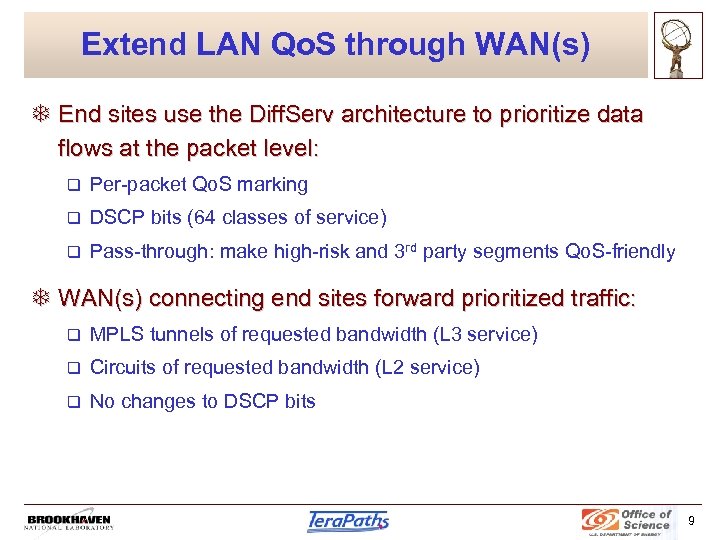 Extend LAN Qo. S through WAN(s) T End sites use the Diff. Serv architecture