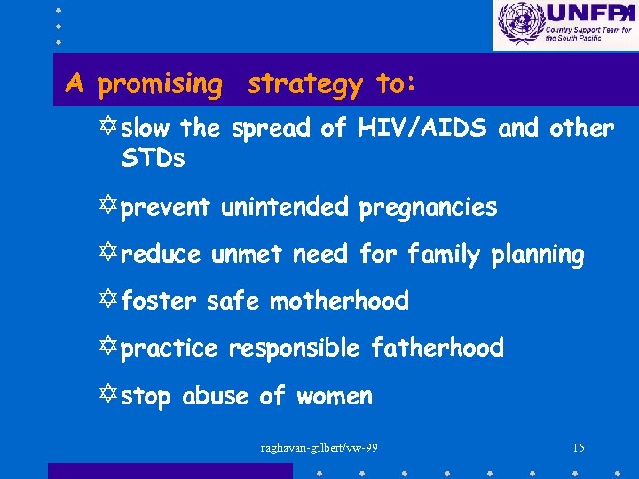 A promising strategy to: Y slow the spread of HIV/AIDS and other STDs Y