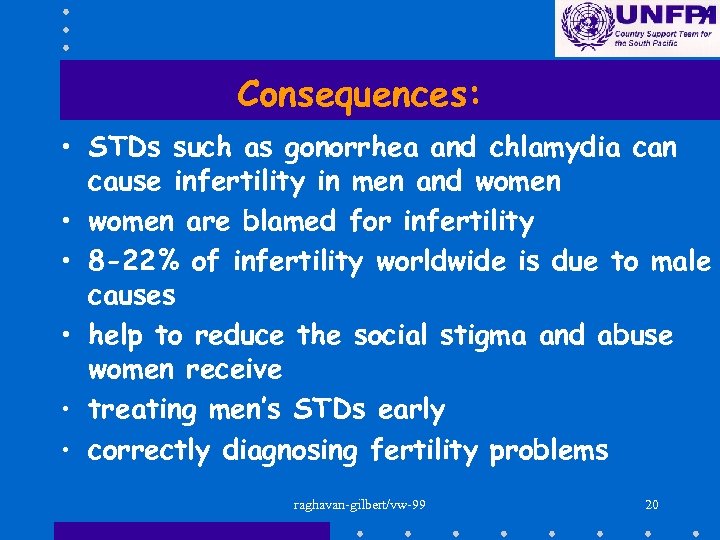 Consequences: • STDs such as gonorrhea and chlamydia can cause infertility in men and