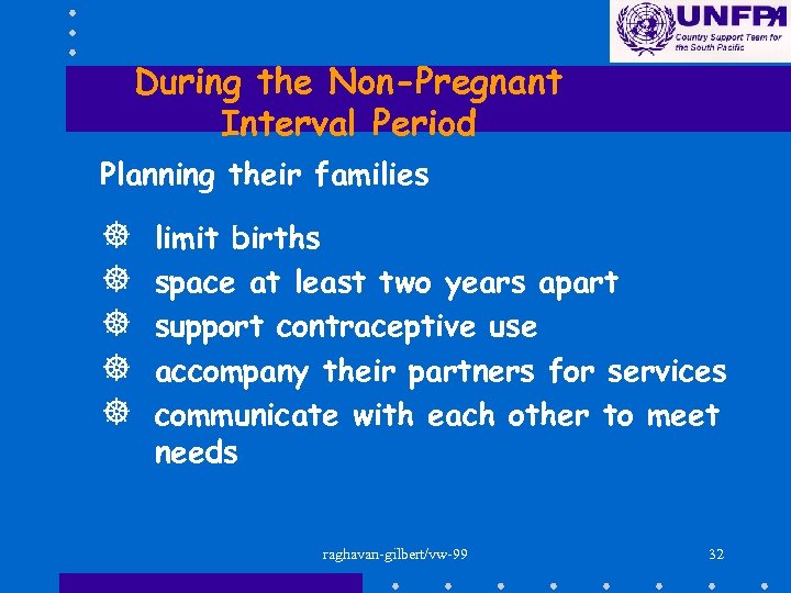 During the Non-Pregnant Interval Period Planning their families ] ] ] limit births space