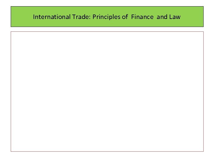 International Trade: Principles of Finance and Law 