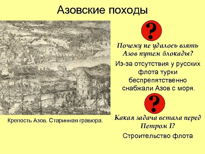 Азовские походы ? Почему не удалось взять Азов путем блокады? Из-за отсутствия у русских