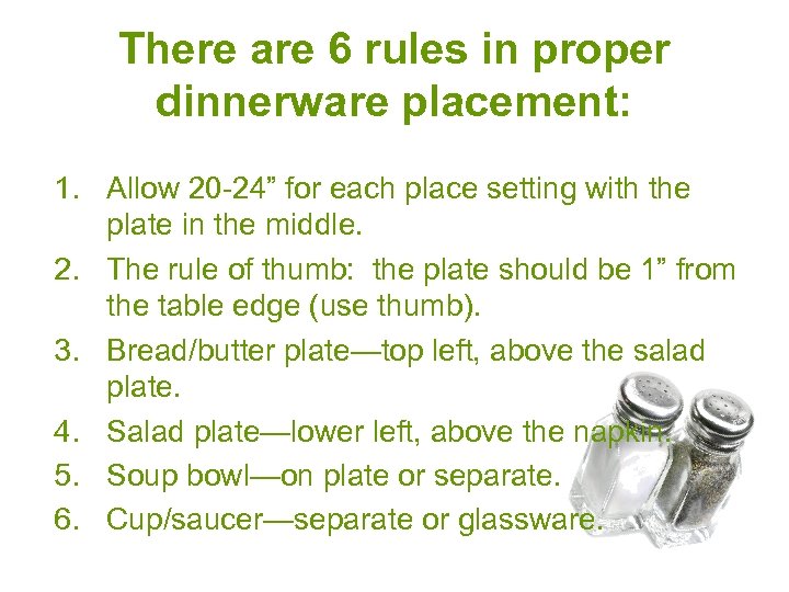 salad plate placement