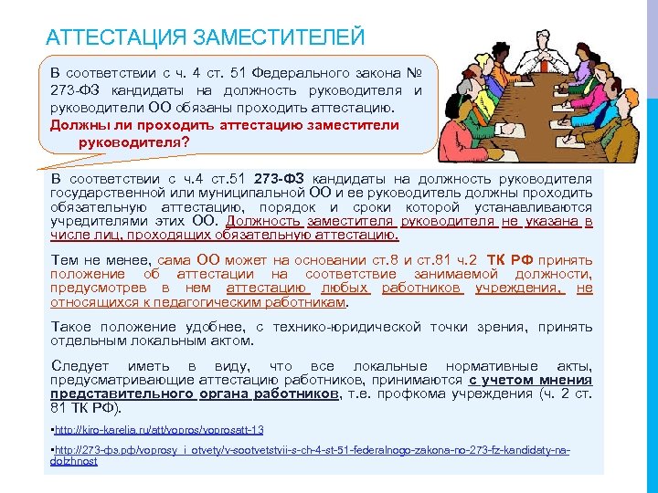 АТТЕСТАЦИЯ ЗАМЕСТИТЕЛЕЙ В соответствии с ч. 4 ст. 51 Федерального закона № 273 -ФЗ
