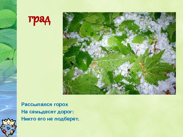 град Рассыпался горох На семьдесят дорог: Никто его не подберет. 