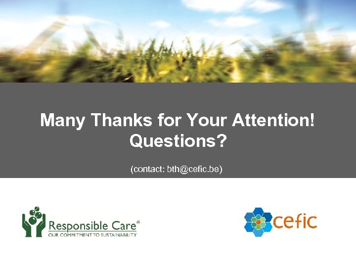 Many Thanks for Your Attention! Questions? (contact: bth@cefic. be) 35 