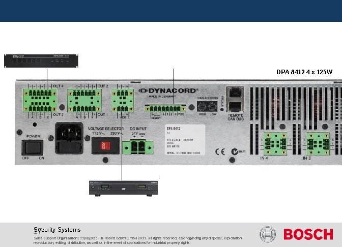  DPA 8412 4 x 125 W Security Systems 17 Sales Support Organization |