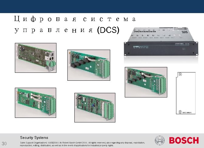  Цифровая система управления (DCS) Security Systems 30 Sales Support Organization | 11/08/2011 |