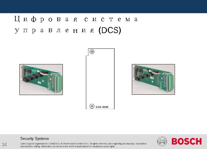  Цифровая система управления (DCS) Security Systems 34 Sales Support Organization | 11/08/2011 |