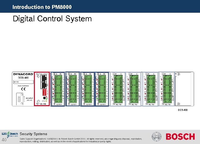 Introduction to PM 8000 Digital Control System DCS 400 Security Systems 40 Sales Support