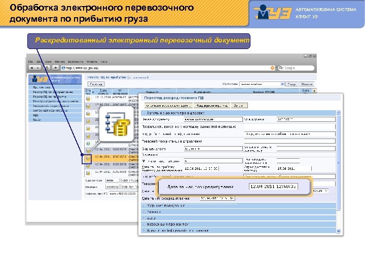 Обработка электронного перевозочного документа по прибытию груза Раскредитованный электронный перевозочный документ. АВТОМАТИЗОВАНА СИСТЕМА КЛІЄНТ