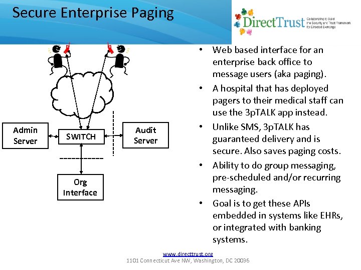 Secure Enterprise Paging Admin Server SWITCH Org Interface Audit Server • Web based interface