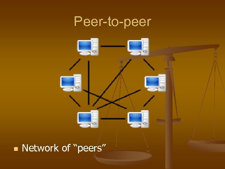 Peer-to-peer n Network of “peers” 
