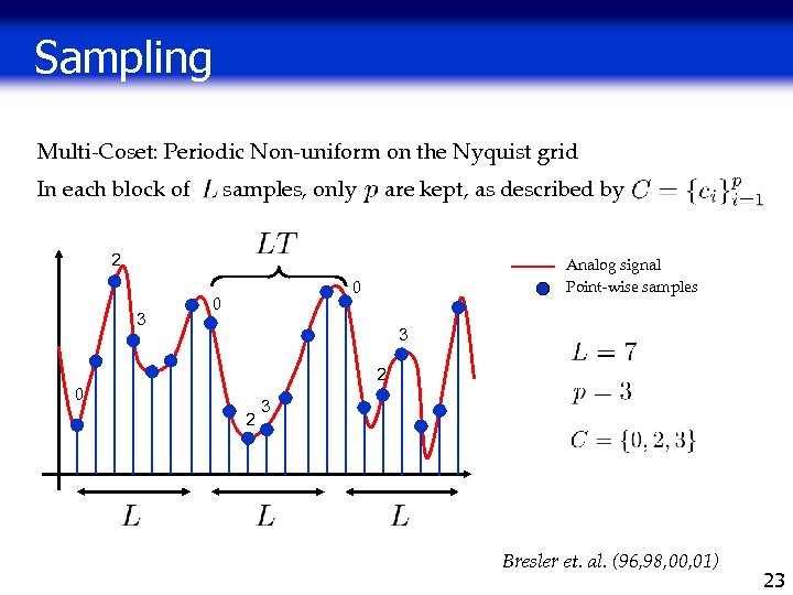 Sampling Multi-Coset: Periodic Non-uniform on the Nyquist grid In each block of samples, only