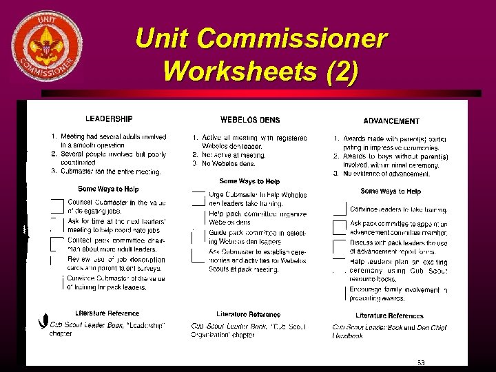Unit Commissioner Worksheets (2) 