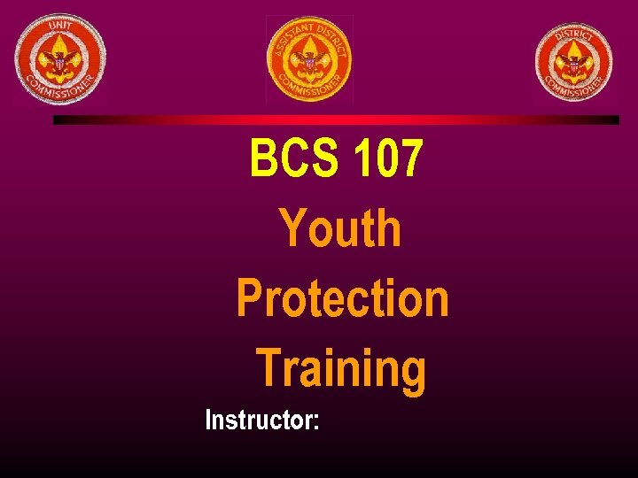 BCS 107 Youth Protection Training Instructor: 