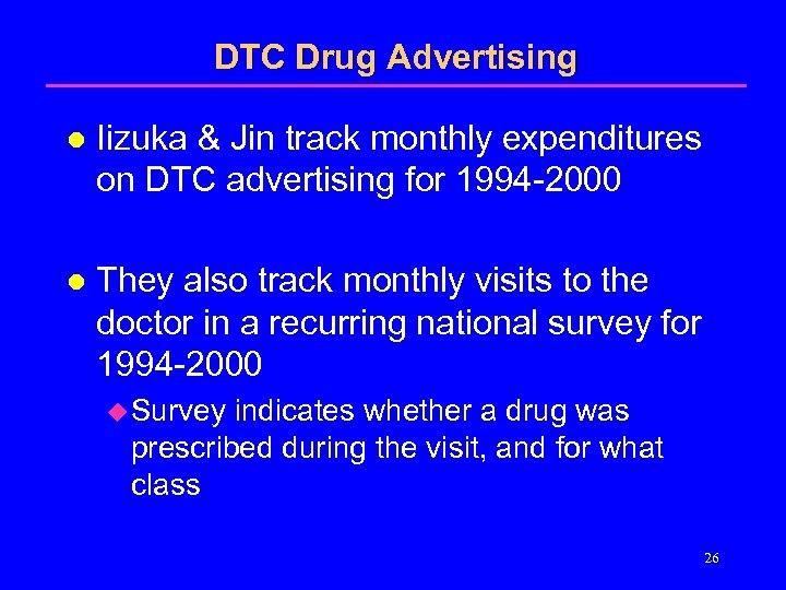 DTC Drug Advertising l Iizuka & Jin track monthly expenditures on DTC advertising for