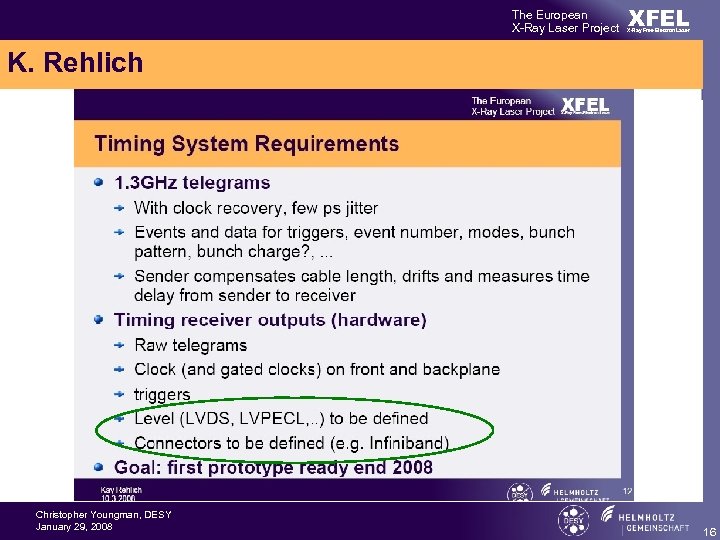 The European X-Ray Laser Project XFEL X-Ray Free-Electron Laser K. Rehlich Christopher Youngman, DESY
