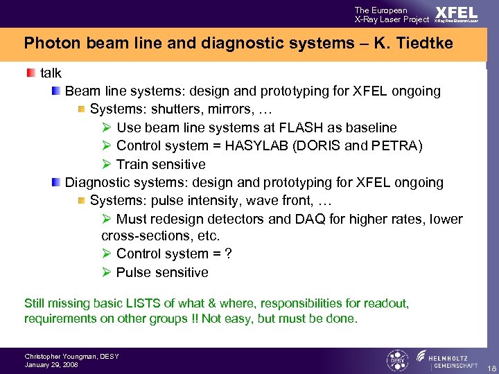The European X-Ray Laser Project XFEL X-Ray Free-Electron Laser Photon beam line and diagnostic
