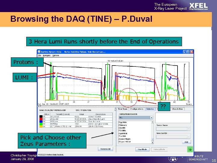 The European X-Ray Laser Project XFEL X-Ray Free-Electron Laser Browsing the DAQ (TINE) –