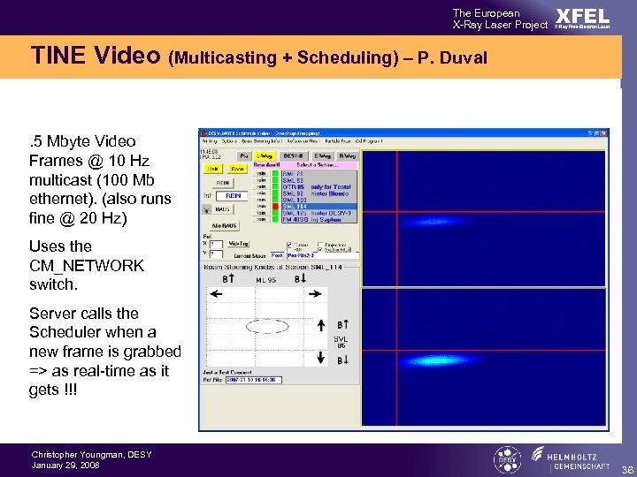 The European X-Ray Laser Project XFEL X-Ray Free-Electron Laser TINE Video (Multicasting + Scheduling)