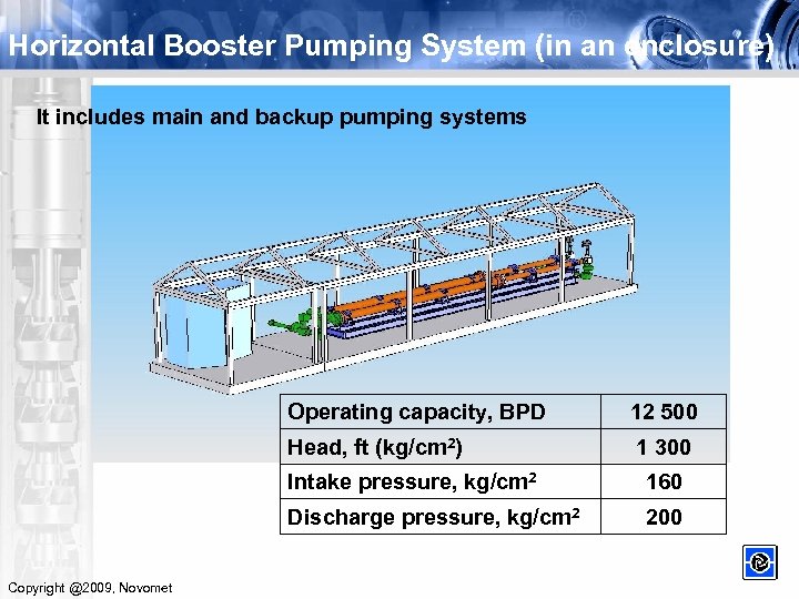 Horizontal Booster Pumping System (in an enclosure) It includes main and backup pumping systems