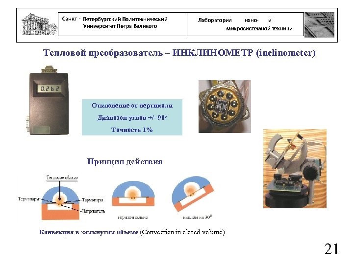 Санкт - Петербургский Политехнический Университет Петра Великого нанои Лаборатория микросистемной техники Тепловой преобразователь –