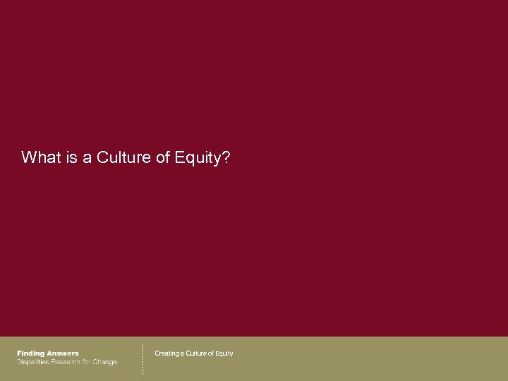 What is a Culture of Equity? Creating a Culture of Equity 