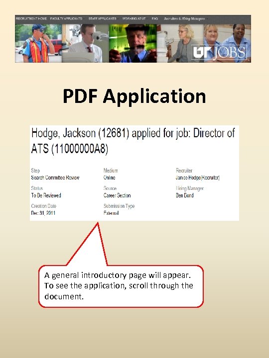PDF Application A general introductory page will appear. To see the application, scroll through