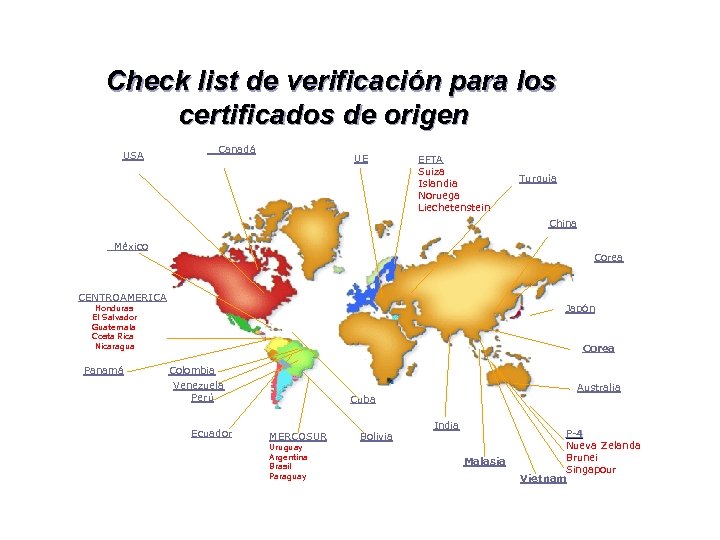 Check list de verificación para los certificados de origen USA Canadá UE EFTA Suiza