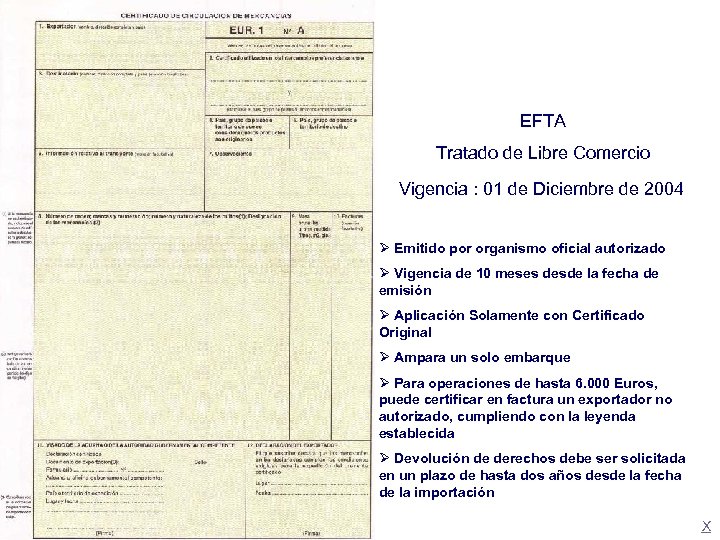 EFTA Tratado de Libre Comercio Vigencia : 01 de Diciembre de 2004 Ø Emitido