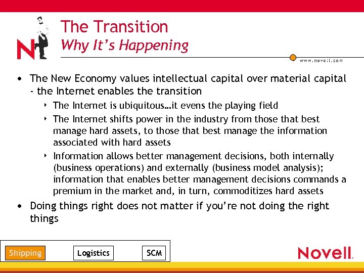 The Transition Why It’s Happening • The New Economy values intellectual capital over material