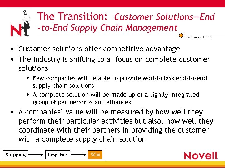 The Transition: Customer Solutions—End -to-End Supply Chain Management • Customer solutions offer competitive advantage