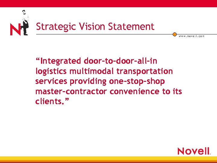 Strategic Vision Statement “Integrated door-to-door-all-in logistics multimodal transportation services providing one-stop-shop master-contractor convenience to