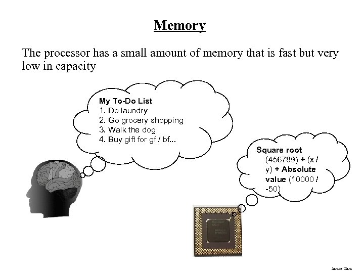 Memory The processor has a small amount of memory that is fast but very