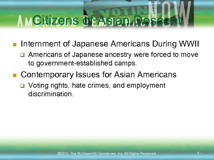 Citizens of Asian Descent n Internment of Japanese Americans During WWII q n Americans