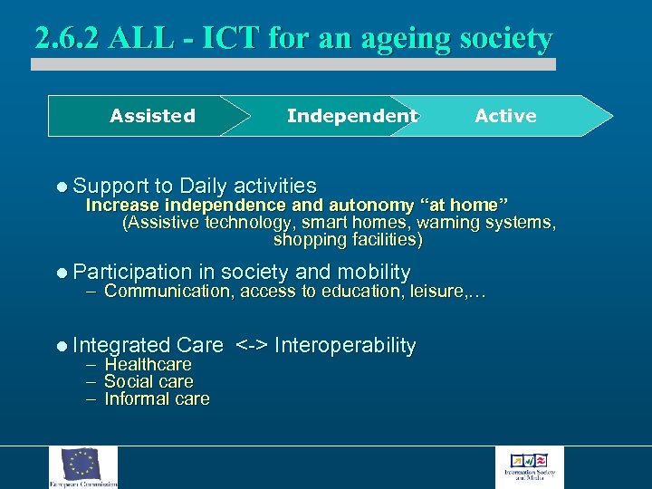 2. 6. 2 ALL - ICT for an ageing society Assisted Independent Active l