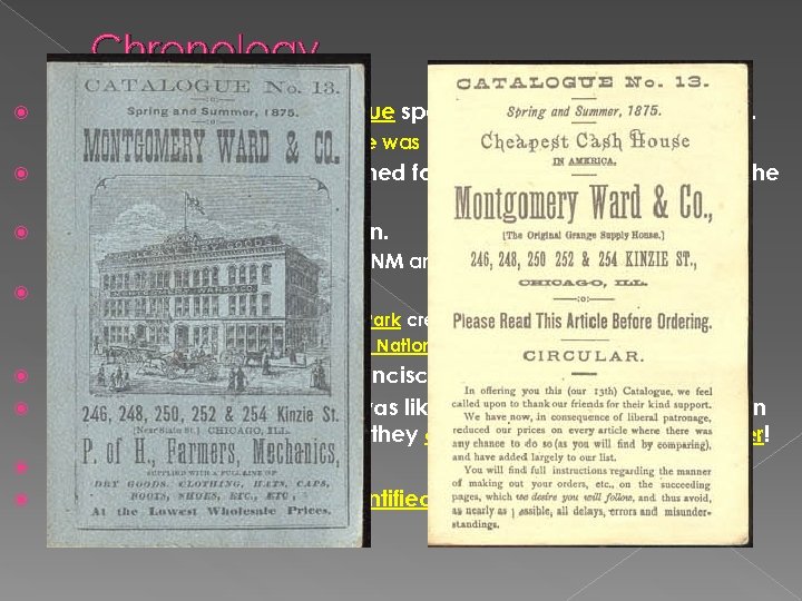 Chronology 1872 – First mail order catalogue specifically designed for farmers. › Montgomery Wards
