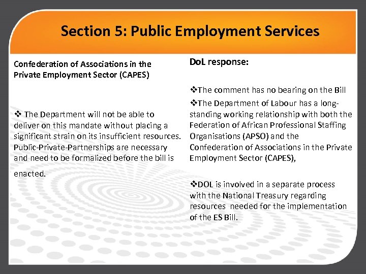 Section 5: Public Employment Services Confederation of Associations in the Private Employment Sector (CAPES)