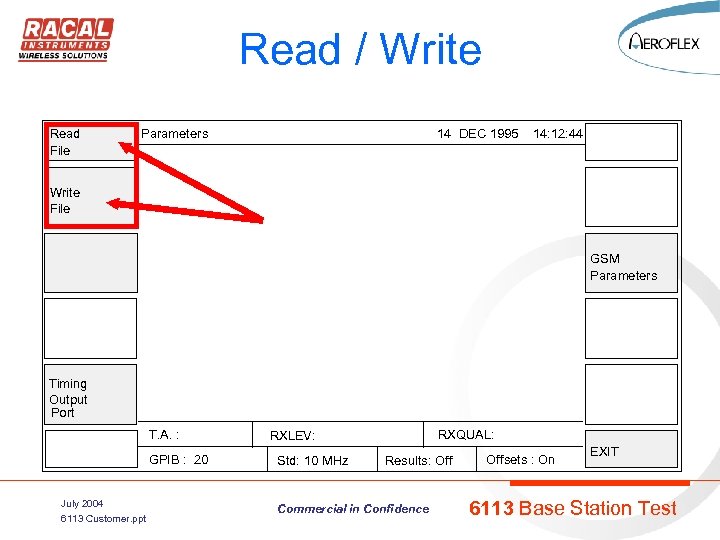 Read / Write Read File Parameters 14 DEC 1995 14: 12: 44 Write File