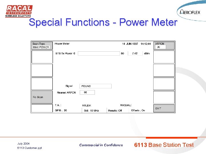 Special Functions - Power Meter July 2004 6113 Customer. ppt Commercial in Confidence 6113
