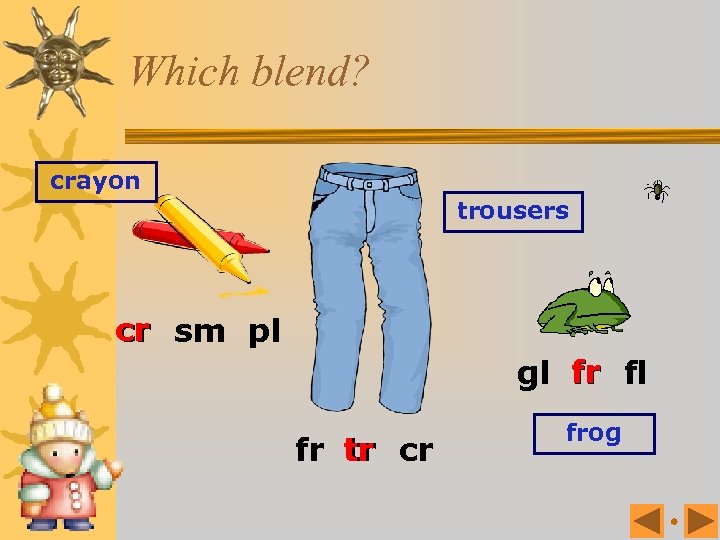 Which blend? crayon trousers cr sm pl gl fr fl fr tr cr tr