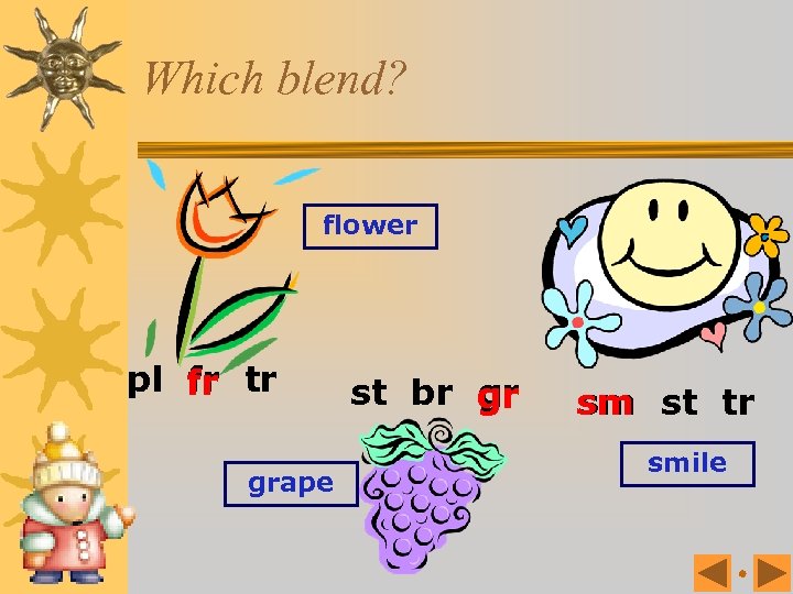 Which blend? flower pl fr tr grape st br gr sm st tr smile